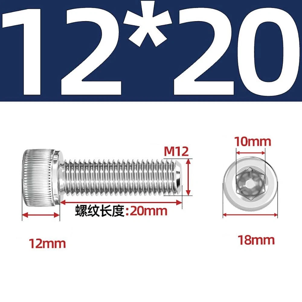 Socket Head Cap Screws – A2 Stainless Steel, M6 to M24, Hex Drive (DIN 912)