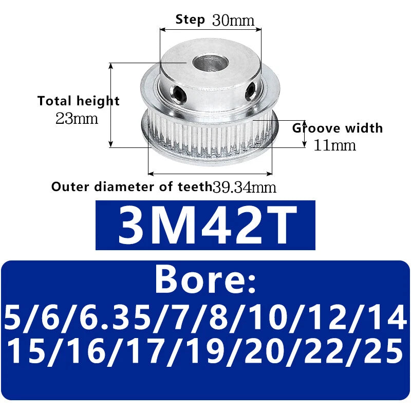 3M 20T~120T Synchronous Wheel Timing Belt Pulley With Step For 10 mm Width Belt