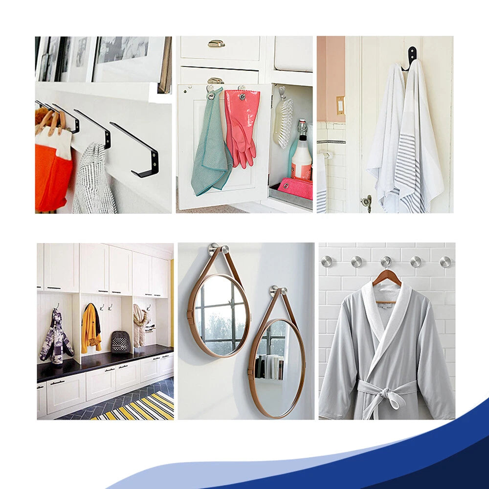 Mini J-Shaped Hooks Stainless Items Key Rack Wall Punchin Hook Kitchen Bathroom
