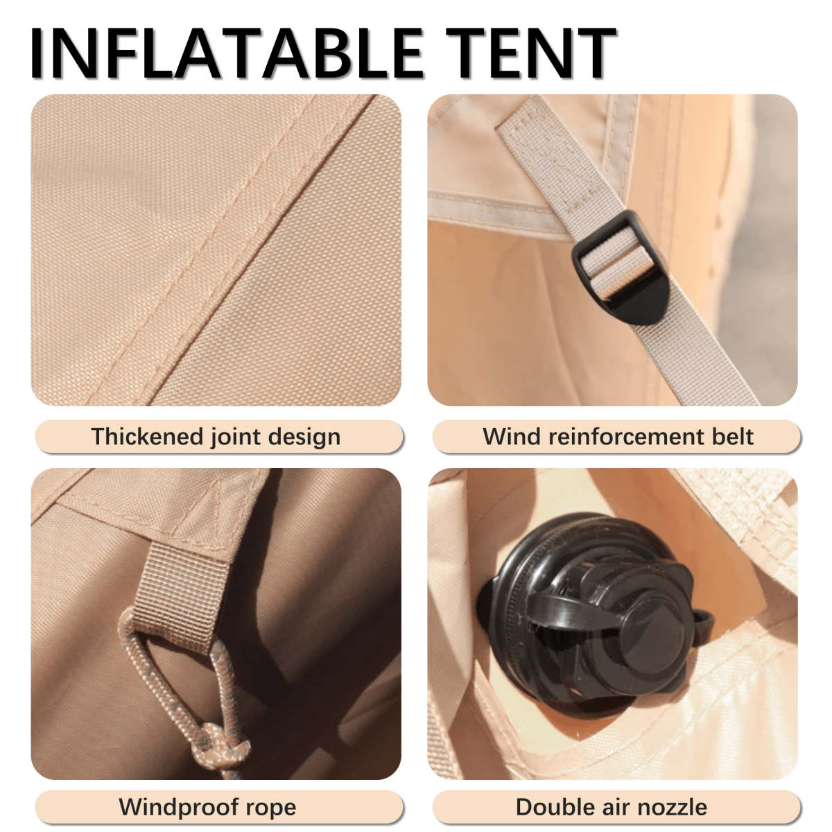 Inflatable Tent With Pump,Glamping Tents For 4 - 6 Person, Easy Setup 4 Season Waterproof Outdoor Tent,Waterproof Luxury Glamping Tent with 12 Mesh Window - HomeDIYer