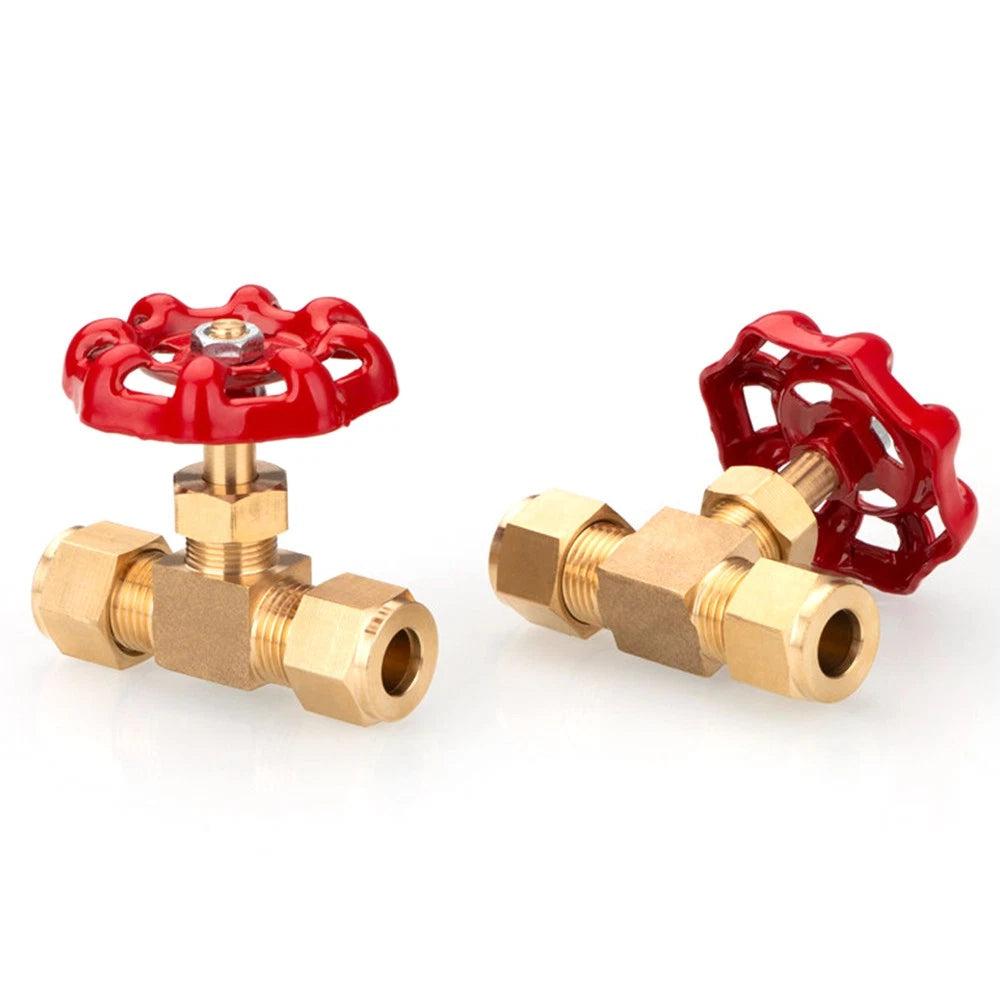 Brass Double Compression Fittings — Straight, 90° Elbow & Shut Off Valve