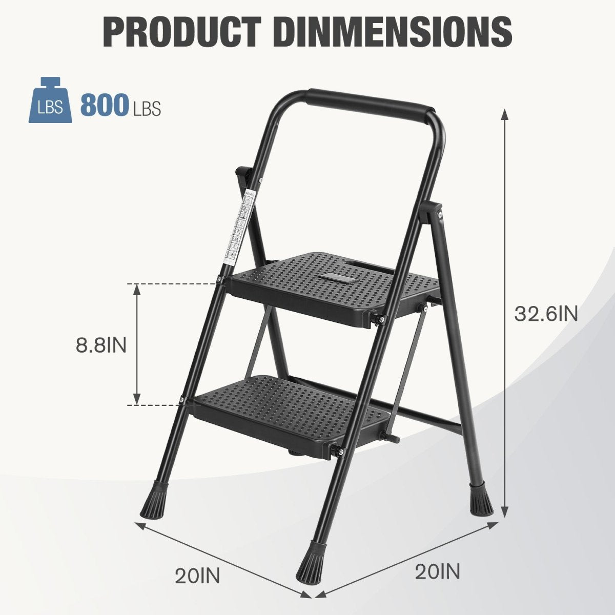 2 Non - slip step ladder, quick folding steel ladder Sturdy metal supported household tools for home/office work at altitude, portable step tools - HomeDIYer