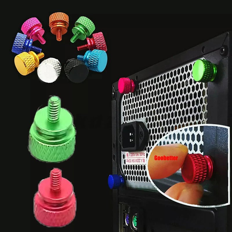 632×6 Color Knurled Thumb Screws – Aluminum Hand Grip Knob Bolts for PC Computer Case (12 Colors) - HomeDIYer