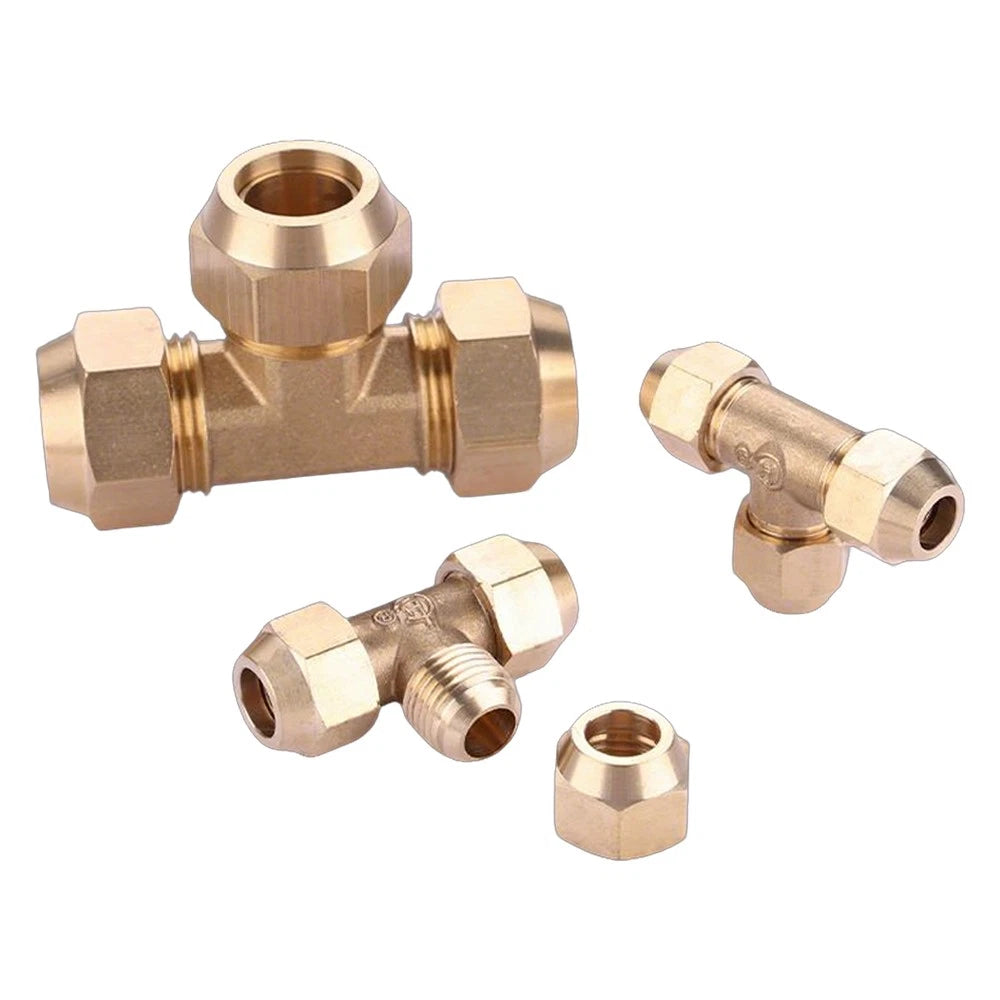 Brass Compression Tee Fitting — Male T-Piece Connector for Copper & Plastic Pipe