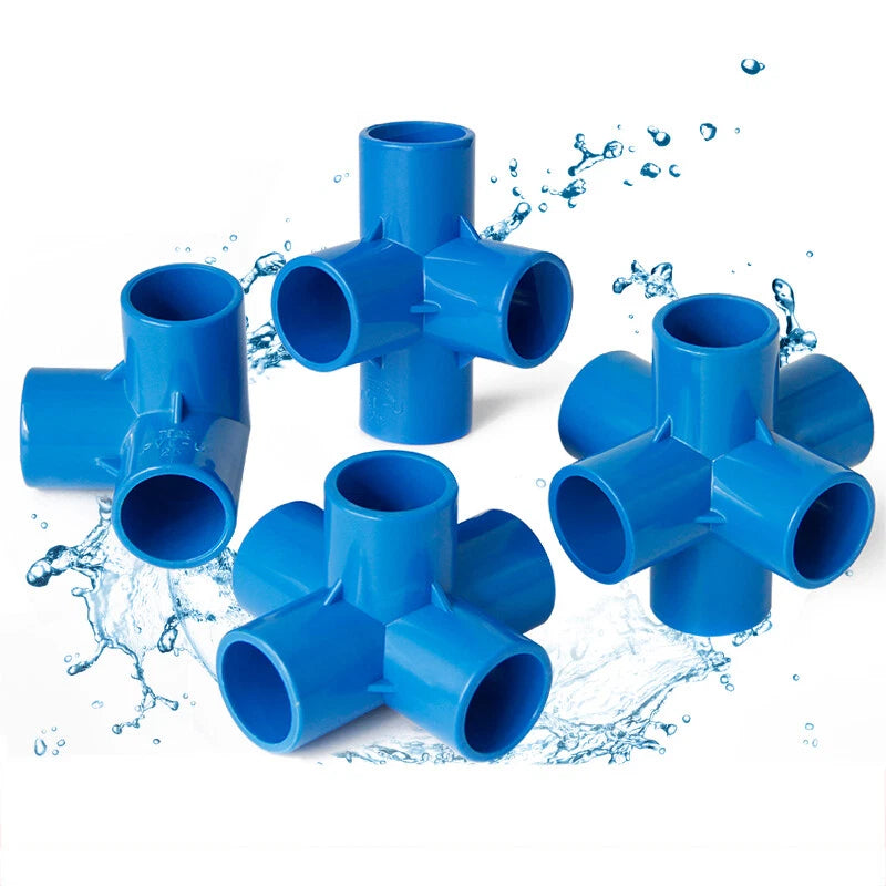PVC 3 4 5 6-Way Elbow Connector Coupling Pipe Fittings Dia 20 25 32 40 50mm Blue