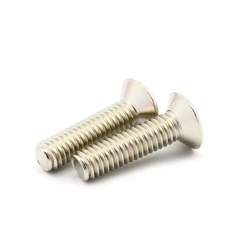 M1–M2.5 Countersunk Phillips Machine Screws – Nickel Plated Steel, Fully Threaded (Overall Length Includes Head)