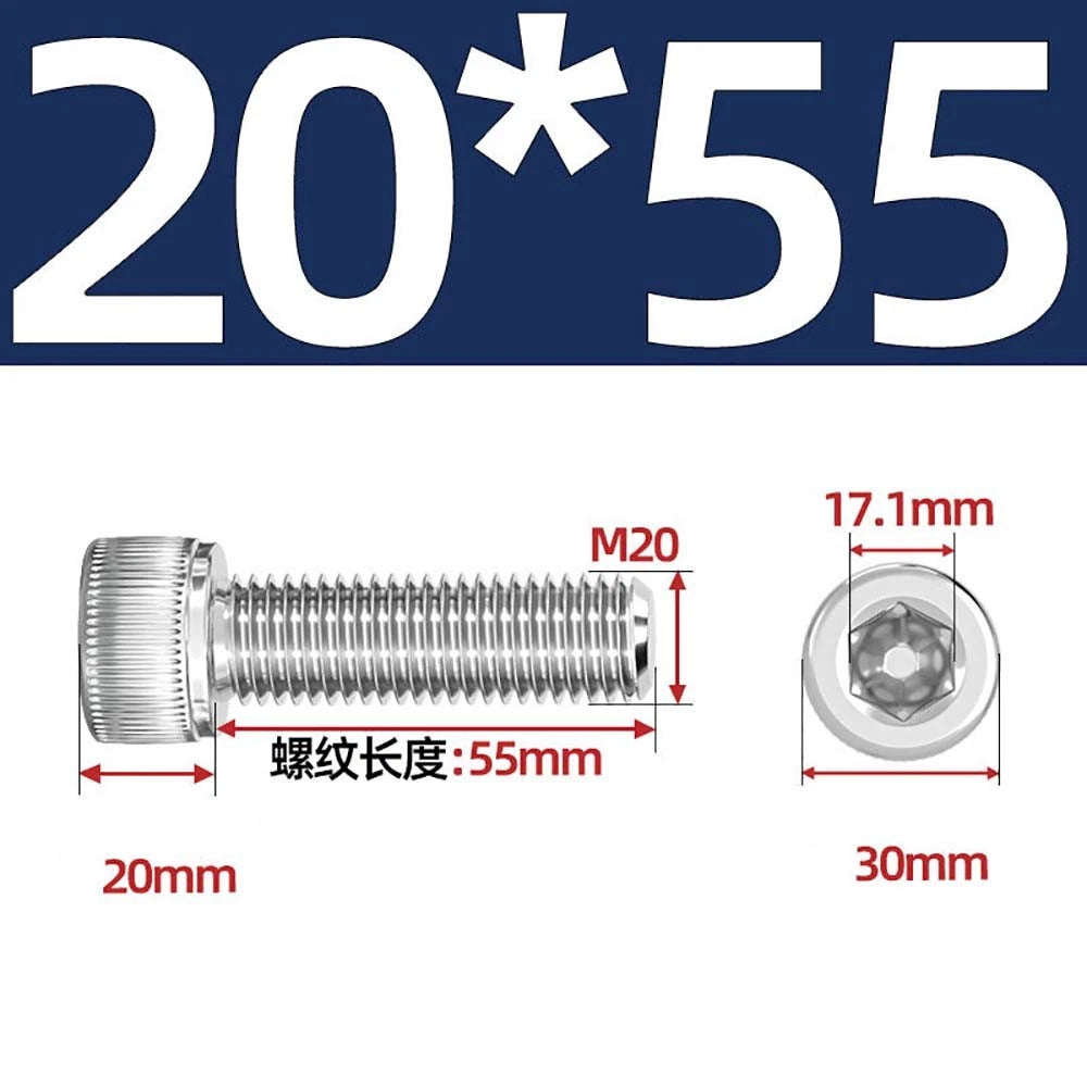 Socket Head Cap Screws – A2 Stainless Steel, M6 to M24, Hex Drive (DIN 912)