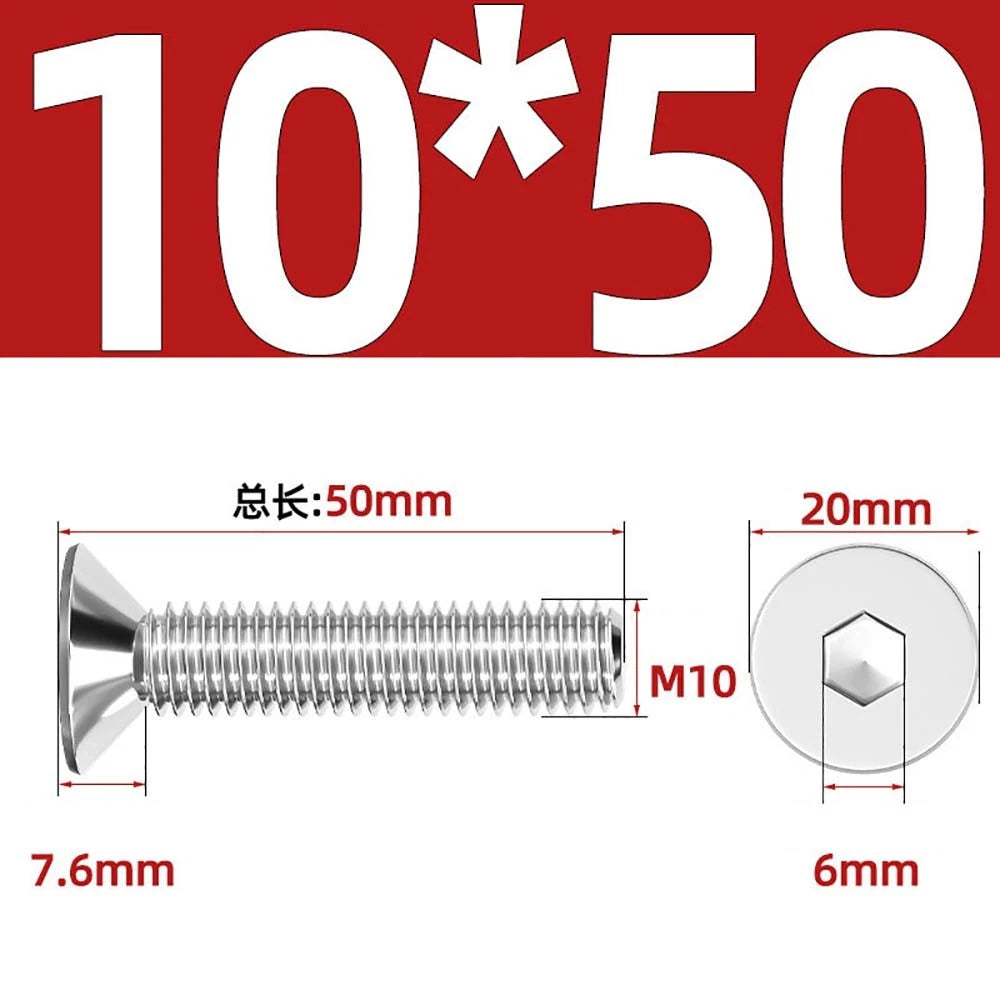 Countersunk Hex Socket Screws – A2 Stainless Steel, M2 to M16, DIN 7991, Fully Threaded