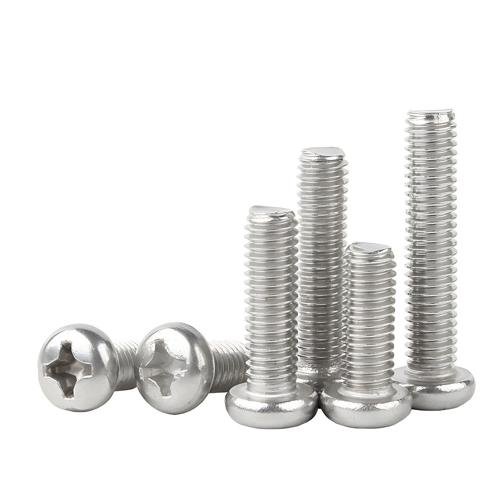 M2 M3 M4 M5 M6 M8 A4 Stainless Steel Phillips Pan Head Machine Screws – DIN 7985, Fully Threaded (4–80mm)