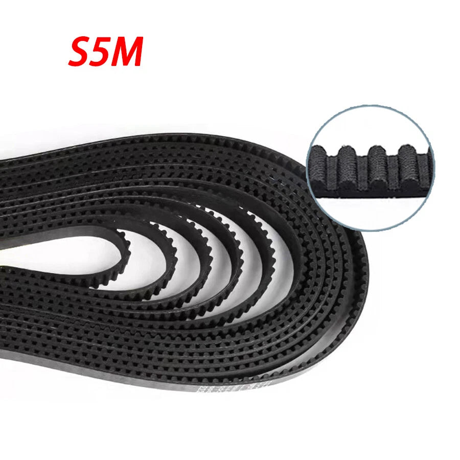 S5M Rubber Timing Belt Closed Loop — 15mm & 20mm Width, 250–2800mm Loop, for CNC & 3D Printer Pulleys
