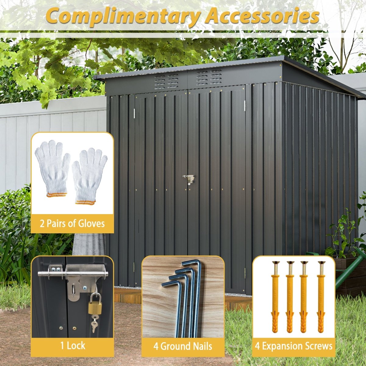 6 x 4 ft Outdoor Storage Shed, All Weather Tool Shed for Garden, Backyard, Lawn, Black - HomeDIYer