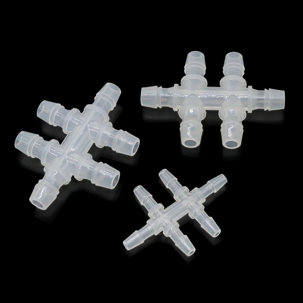 6-Way Plastic Barbed Hose Connector — Pipe Splitter Tubing Fitting (3.9mm–7.9mm)