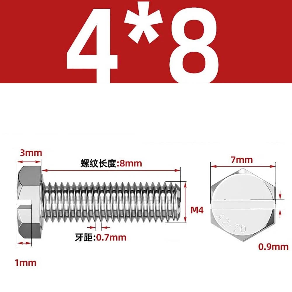 External Hex Slotted Machine Screws – A2 Stainless Steel, M4 to M16, Fully Threaded