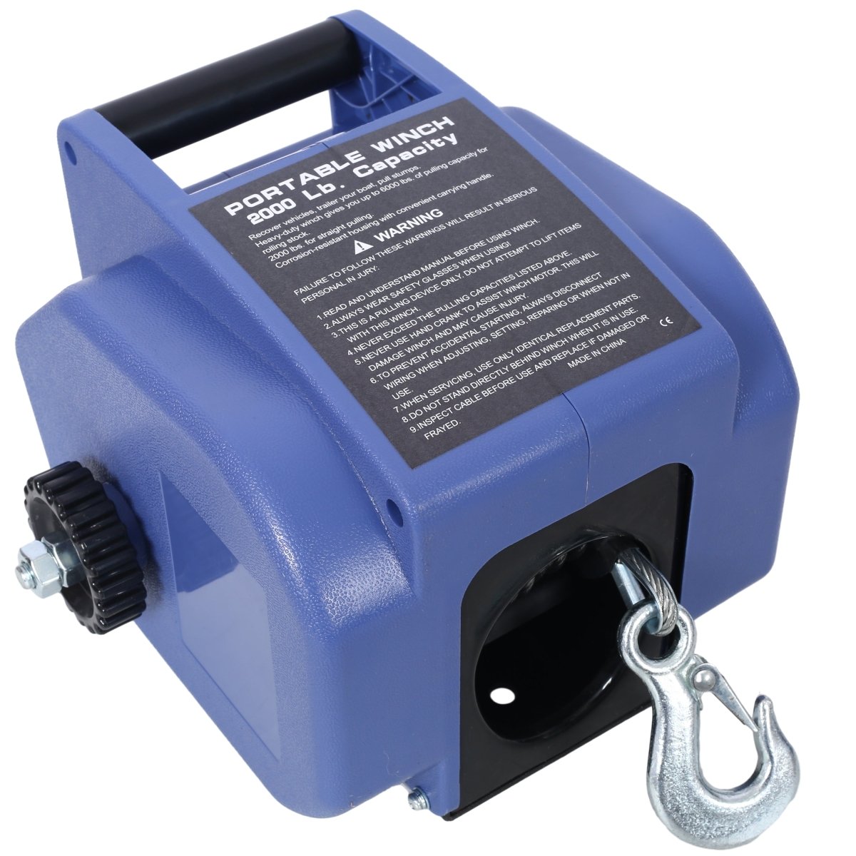 12v Trailer Winch,Reversible Electric Winch, for Boats up to 5000 lbs, Galvanized Wire Rope, with extra pulley hook, Rapid Mount, wirelss remote control,power in and power out.blue plastic casing - HomeDIYer