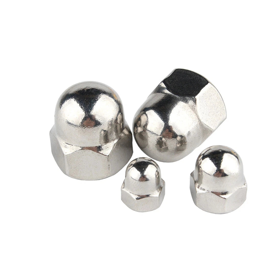 304 Stainless Steel Cap Nuts – Acorn Nuts for M3 to M12 Screws (Decorative & Protective)
