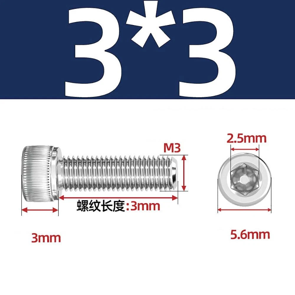 M3 M4 M5 Socket Head Cap Screws – A2 Stainless Steel, High Strength & Corrosion Resistant