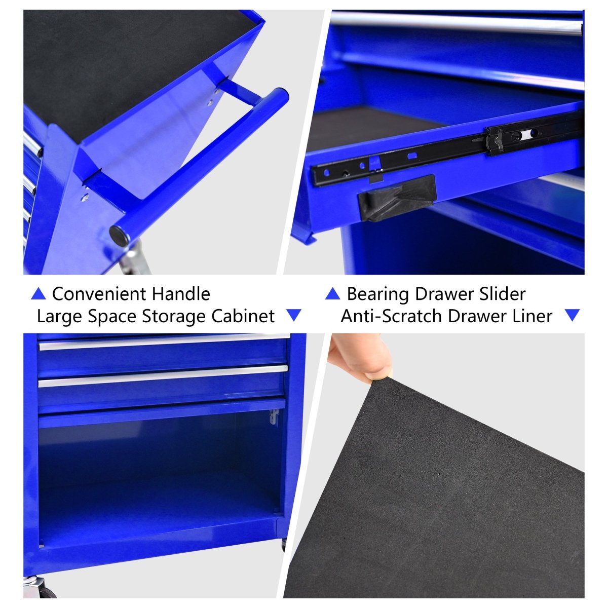 4 Drawers Multifunctional Tool Cart With Wheels - Blue - HomeDIYer
