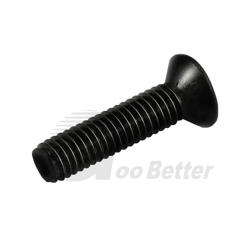 M2–M6 Black Zinc Countersunk Phillips Machine Screws – Steel, Fully Threaded (Overall Length Includes Head)