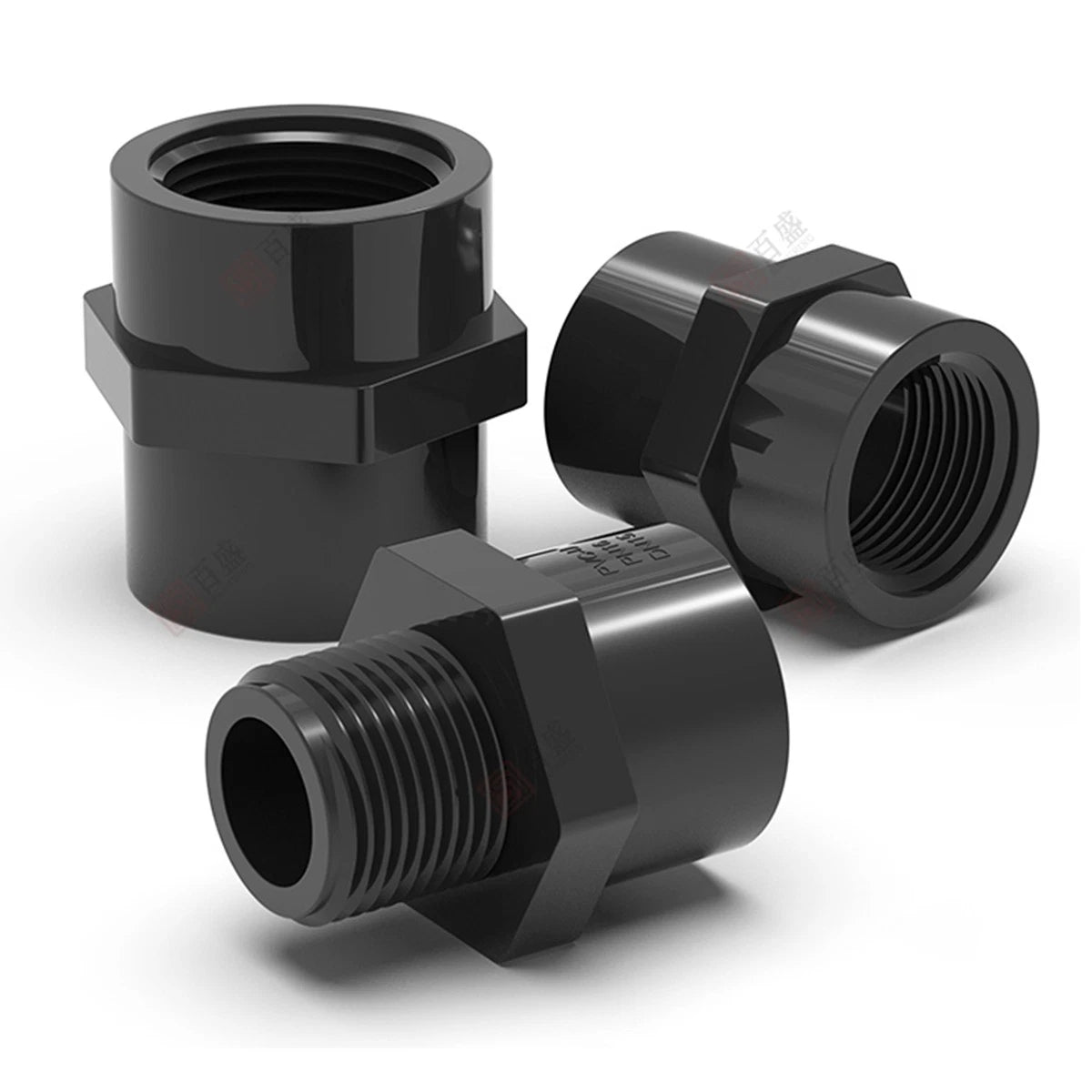 PVC Metric Plumbing Fittings Pipe Straight Threaded Male & Female Connector