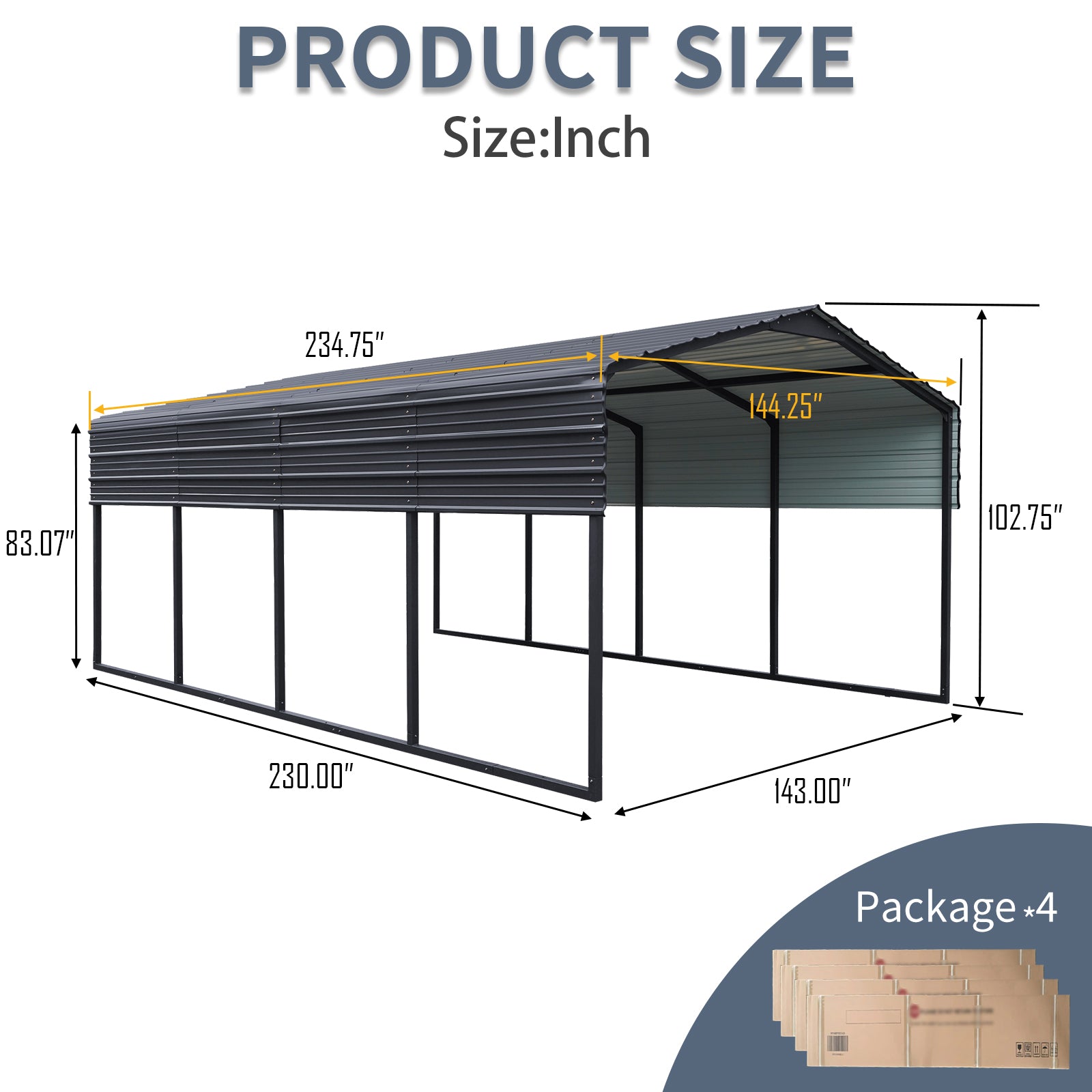 12x20 FT Metal Carport,Heavy Duty Canopy Galvanized Steel Outdoor Garage for Snow,Waterproof Car Shelter,439 ibs
