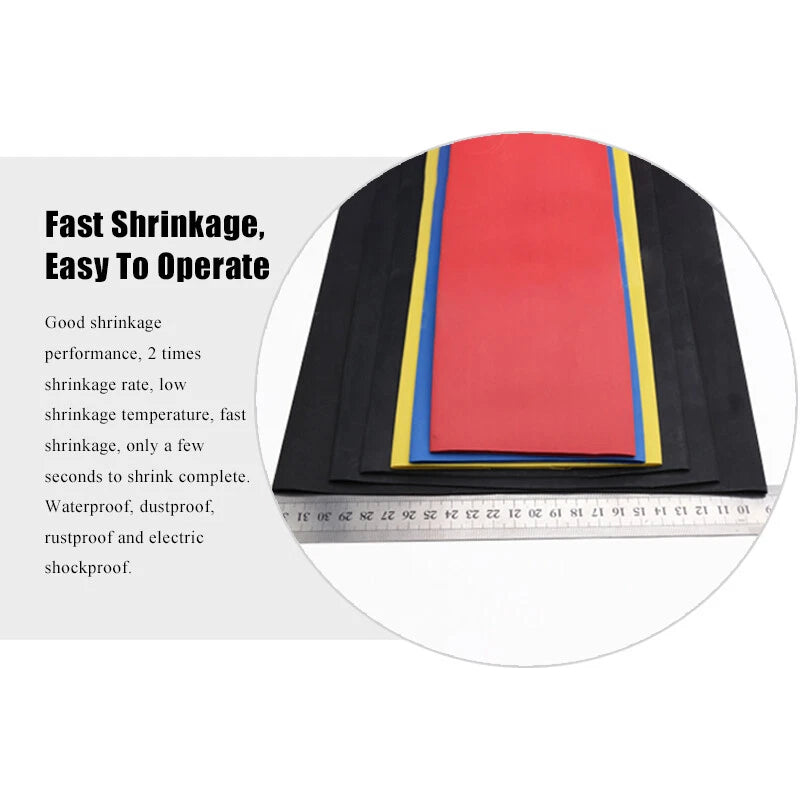 100mm 2:1 Heat Shrink Tubing – Large Diameter Electrical Insulation Sleeve (Black & Transparent)