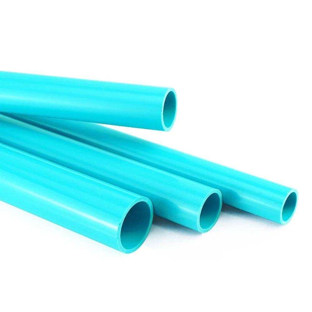 Cyan PVC Rigid Pipe Round Tube | 20–50mm OD × 500mm | Aquarium & DIY Plumbing