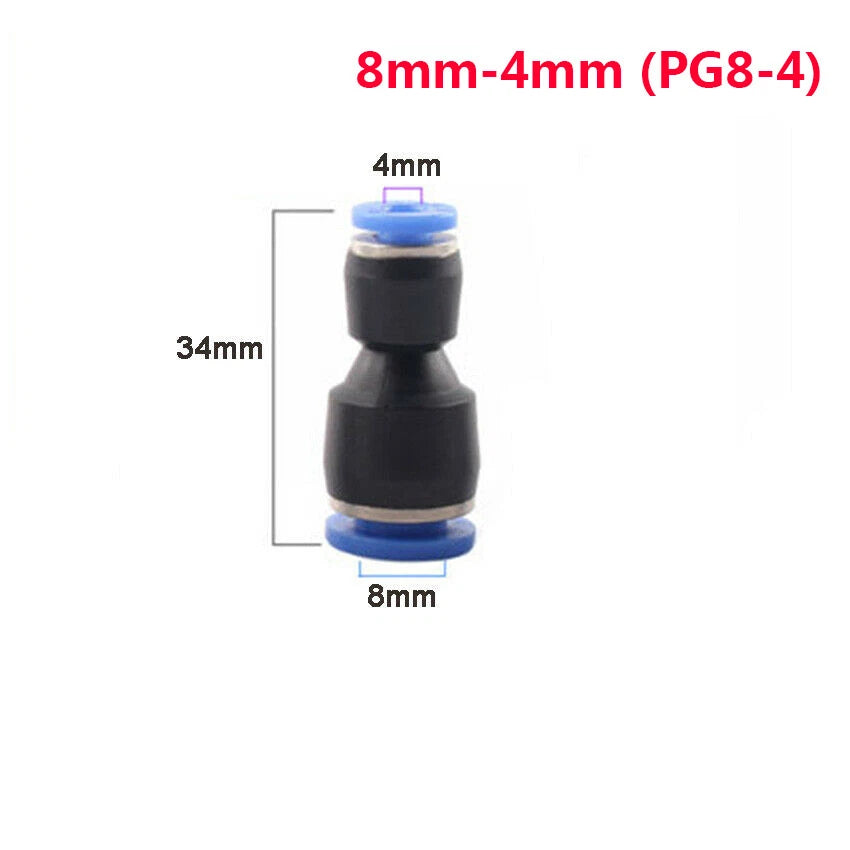 Reducer Straight Push-In Fittings | Pneumatic Tube Connector 4mm–16mm
