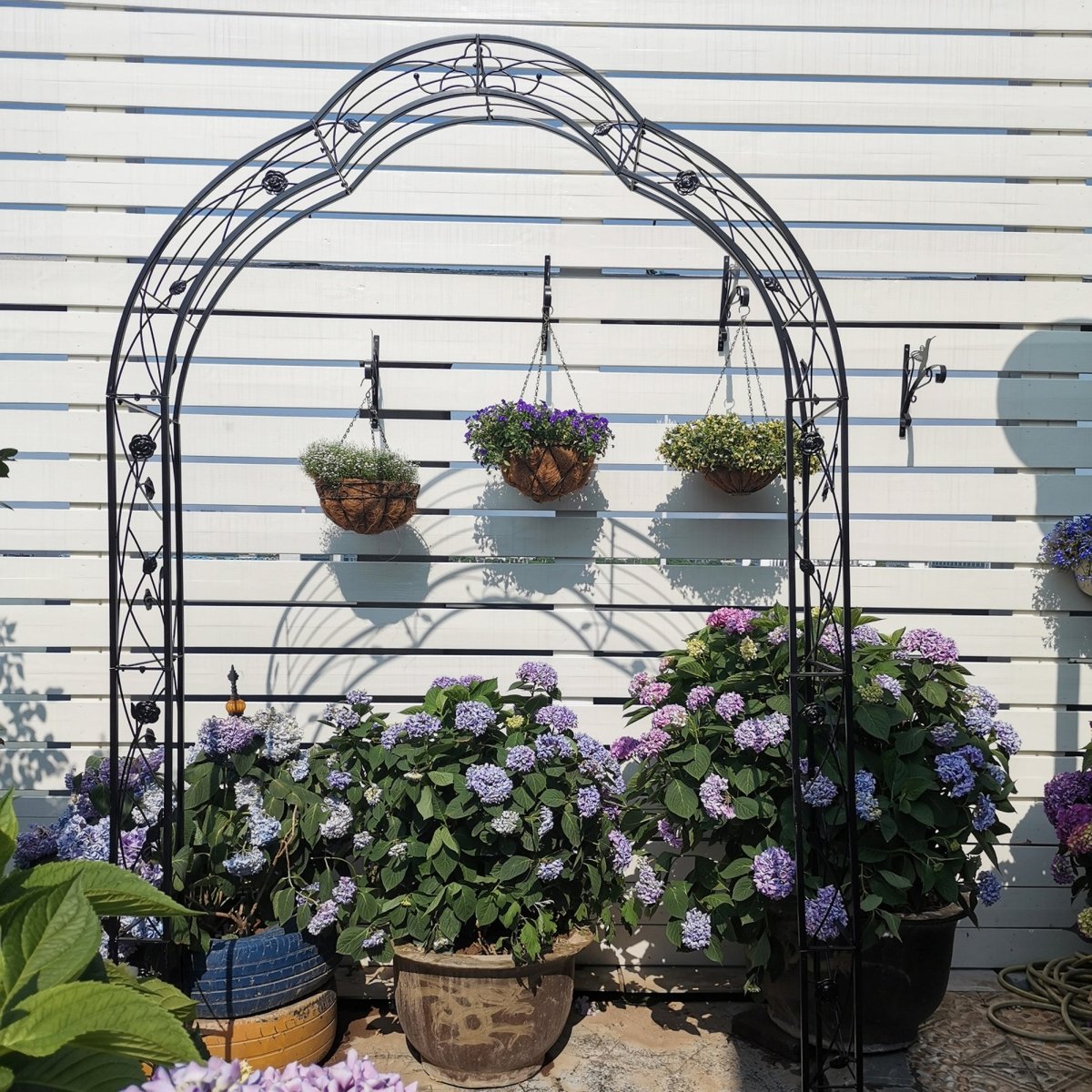 Metal Garden Arch Assemble Freely with 8 Styles Garden Arbor Trellis Climbing Plants Support Rose Arch Black - HomeDIYer