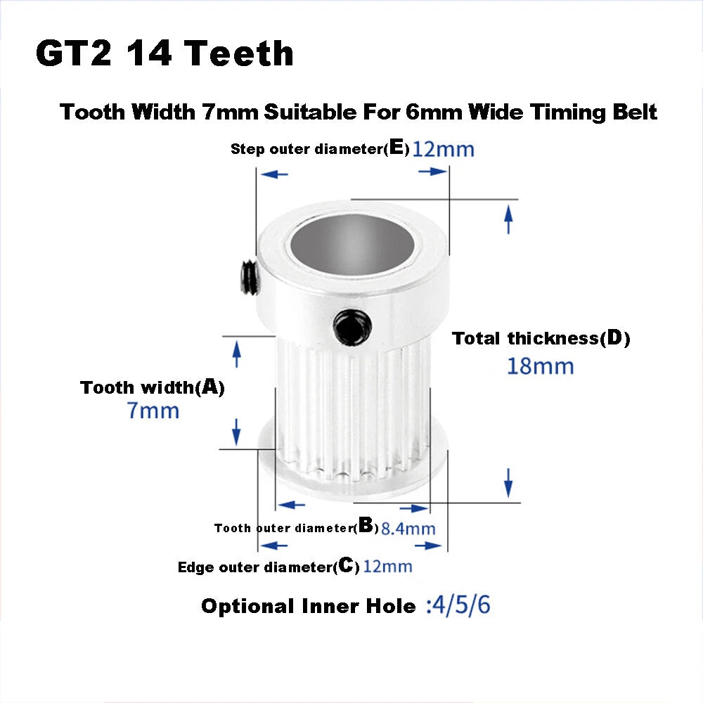 GT2 Idler Timing Drive Pulleys 14/15/16/18~26 Tooth,For 6mm Belt 3D Printer CNC
