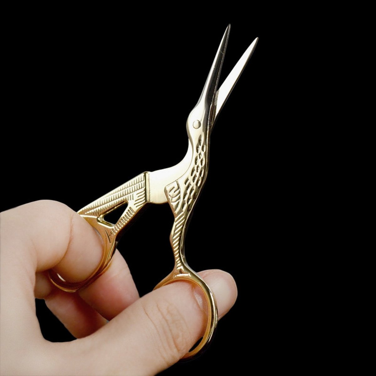 4.5" Stainless Steel Sharp Tip Classic Stork Scissors Crane Design Sewing DIY Tools Dressmaker Shears Scissors for Embroidery, Craft, Needle Work, Art Work & Everyday Use (Gold) - HomeDIYer