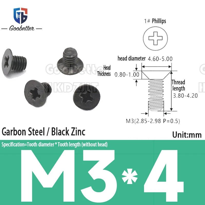 M3 Phillips Flat Head Machine Screws – Carbon Steel Countersunk Bolts, 3 mm to 15 mm - HomeDIYer