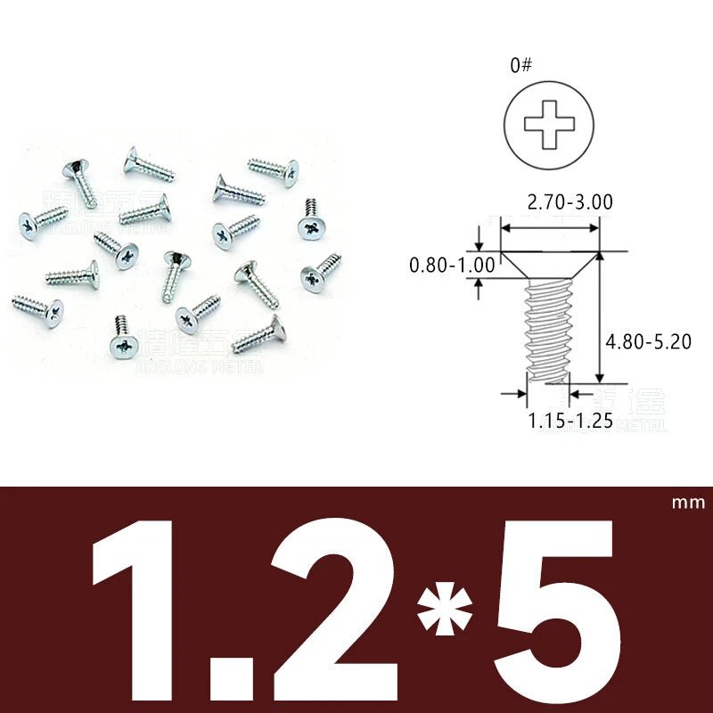 Phillips Countersunk Flat Head Machine Screws M1.2–M1.8 | Zinc & Nickel Plated - HomeDIYer