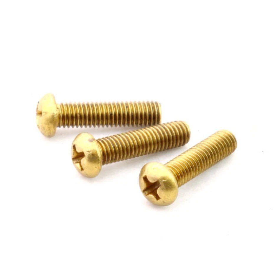 Solid Brass M4 x 12mm Round Head Phillips Machine Screws – GB/T818, Fully Threaded