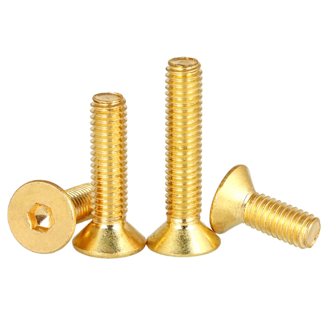 Solid Brass Hex Socket Countersunk Machine Screws – M3 to M12, Allen Drive, Flat Head (8–50mm)