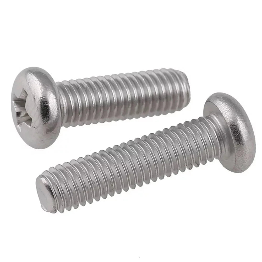 Pozi Pan Head Machine Screws – A2 Stainless Steel, M3 M4 M5 M8, Pozidriv Drive, Fully Threaded