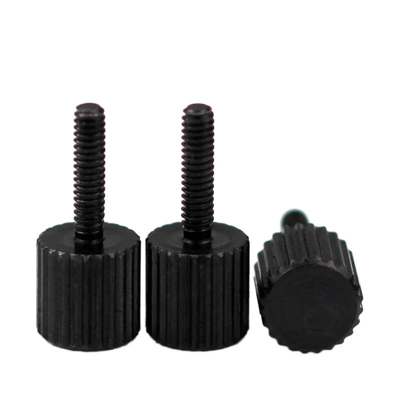 M1.6–M5 Carbon Steel Knurled Thumb Screws – Flat Head Hand Grip Bolts (Black / White) - HomeDIYer
