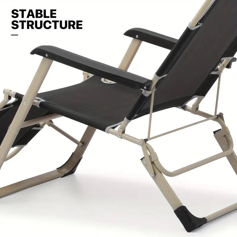 Foldable Black Recliner for Camping Beach Outdoor - HomeDIYer