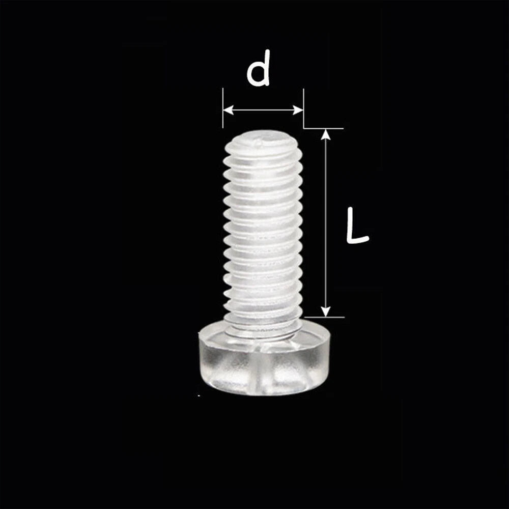 Transparent Nylon Phillips Round Head Machine Screws – M3 M4 M5 M6, PA66 Plastic, Fully Threaded