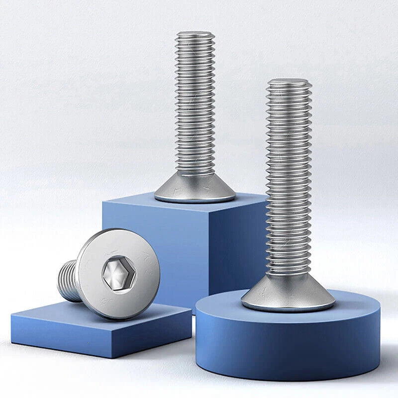 M6 M8 M10 Socket Countersunk Machine Screws – 316 Stainless Steel, Hex Drive, Fully Threaded (Length Includes Head)