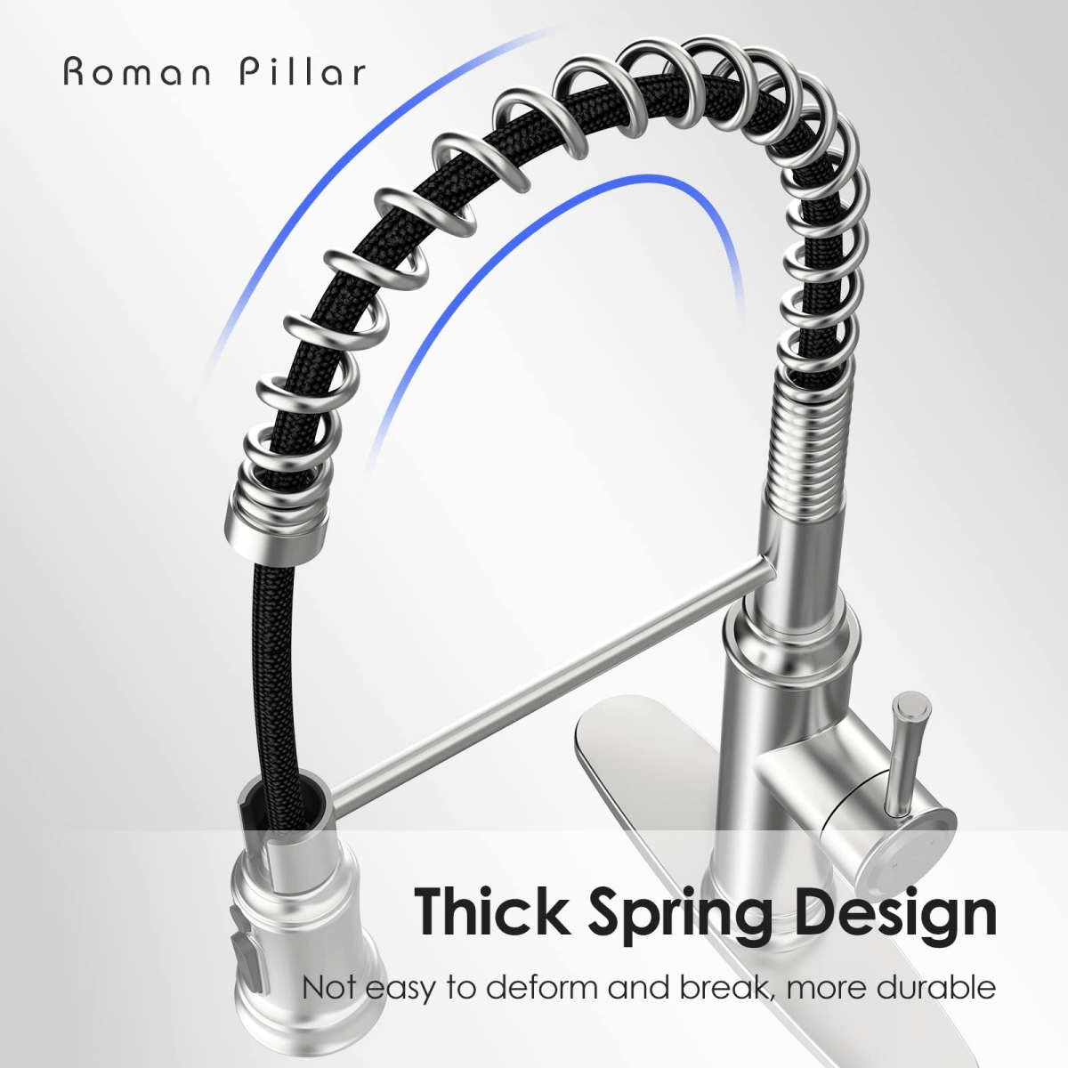 Kitchen Faucet - Spring Kitchen Sink Faucet with 3 Modes Pull Down Sprayer, Single Handle&Deck Plate for 1or3 Holes, 360° Rotation, Spot Resist Stainless Steel No Lead for RV Bar Home - HomeDIYer