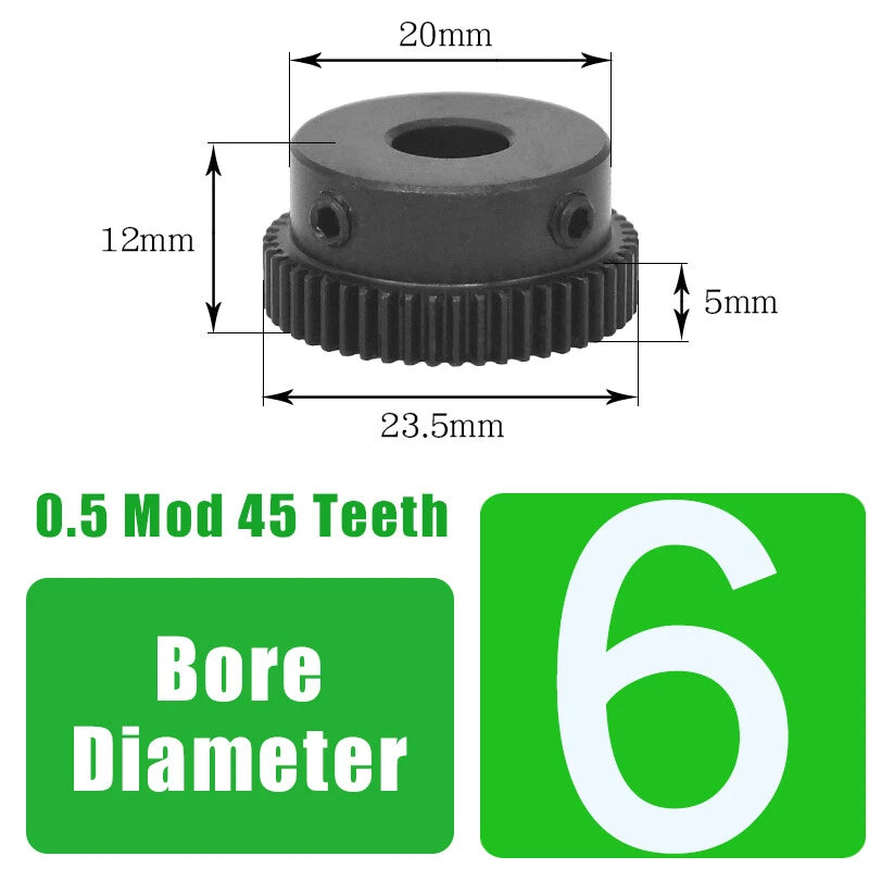 0.5 Mod 45 Teeth Spur Gears Transmission Gear With Step Motor Gears 45# Steel