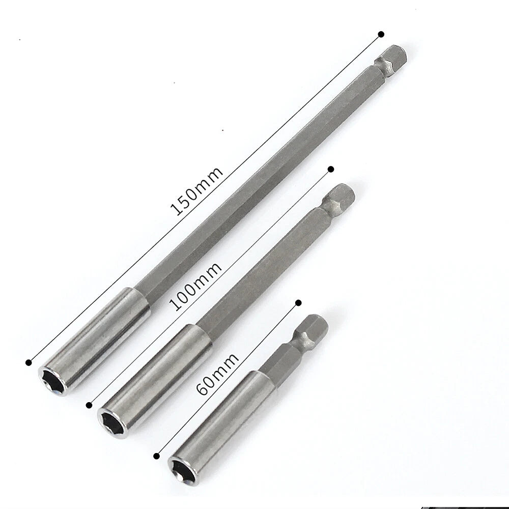 Hex Extension Rod Adapter Magnetic Driver Socket Wrench Long 60 100 150mm Bits