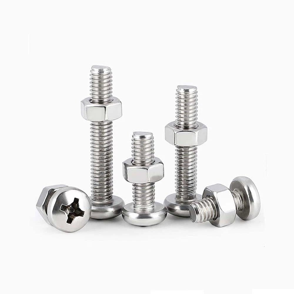 M4 & M6 Phillips Pan Head Machine Screws with Hex Nuts | A2 304 Stainless Steel, 5mm–120mm - HomeDIYer