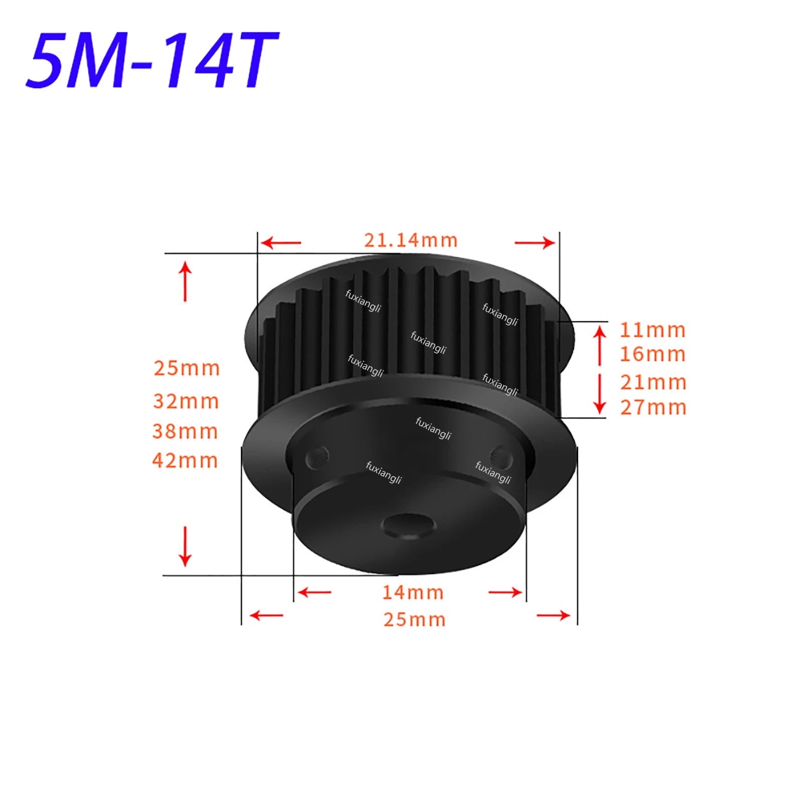HTD-5M 14-60T Timing Belt Pulley CNC Drive Pitch 5mm Width 27mm BF-type 45#Steel