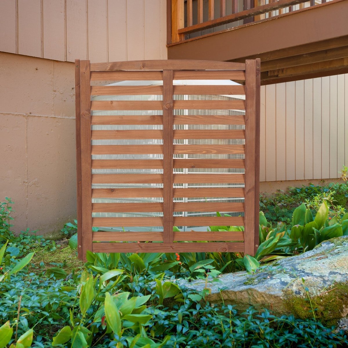 3 - Panel Cedar Privacy Screen for AC Units | 32"x38" Ventilated Outdoor Fence - HomeDIYer