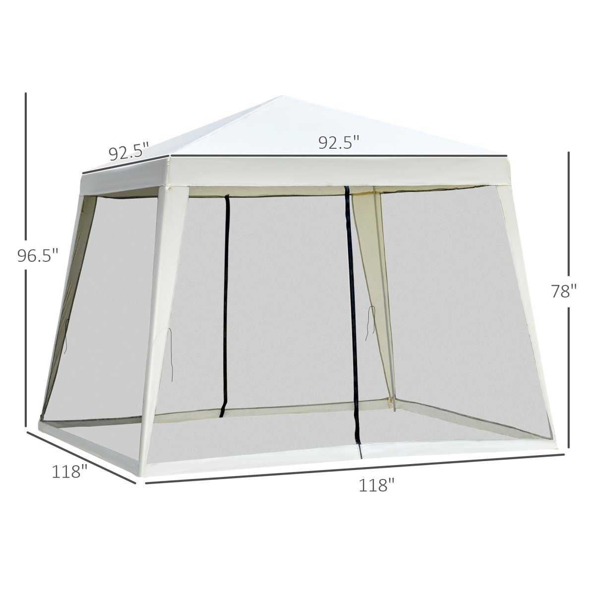 Outsunny 10'x10' Outdoor Canopy Tent, Slant Leg Sun Shelter with Mesh Sidewalls, Patio Tents for Parties, Cream White - HomeDIYer