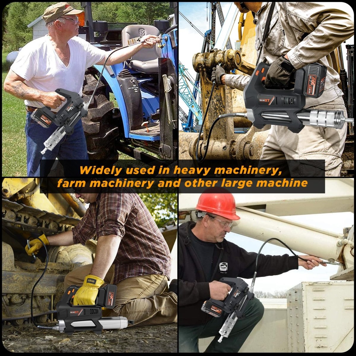 Heavy Equipment Grease Gun Cordless, Max 20000 PSI 20V Grease Gun Battery Powered with 4.0Ah Battery and Quick Charger, 40" Long Hose and LED Light, 6 Speed Electric Grease Gun - HomeDIYer