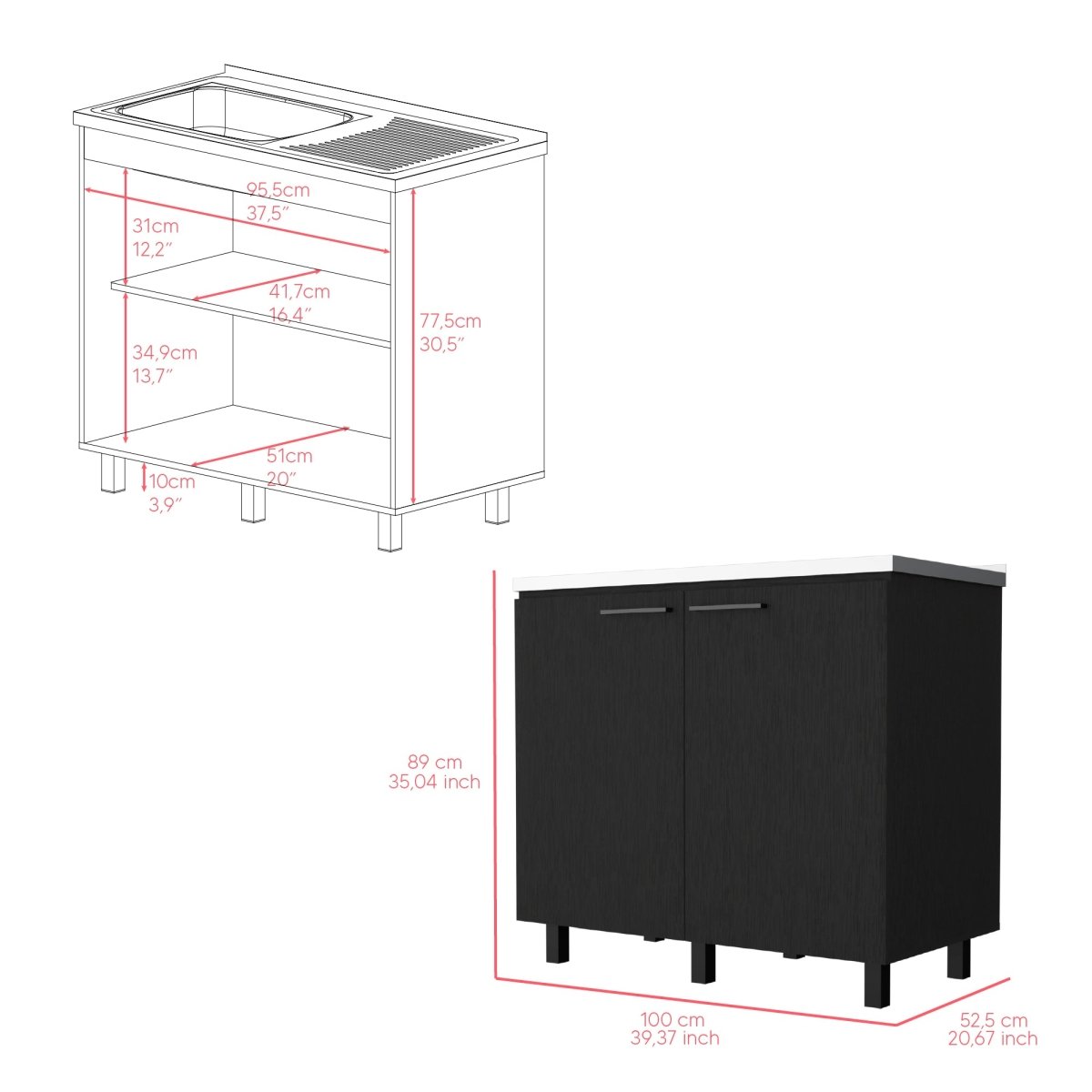 Utility Sink Cabinet Burwood, Kitchen, White - HomeDIYer