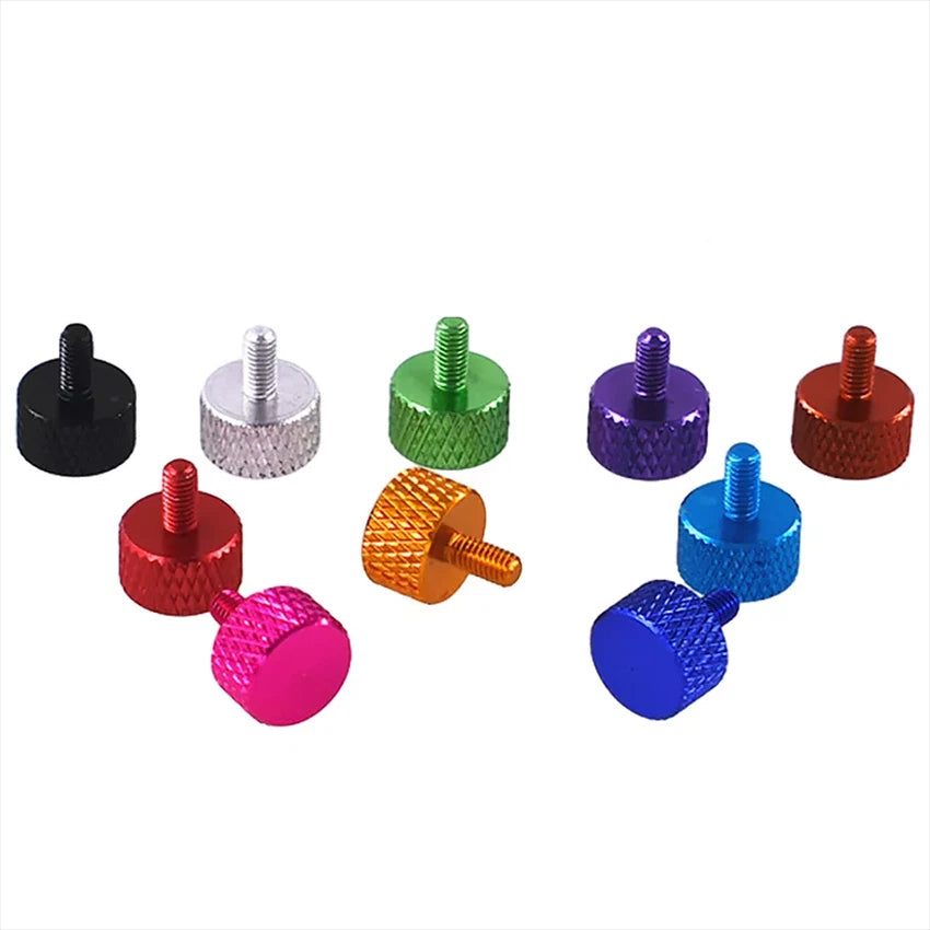 M3 Coloured Aluminum Knurled Thumb Screws – Flat Head Hand Grip Bolts