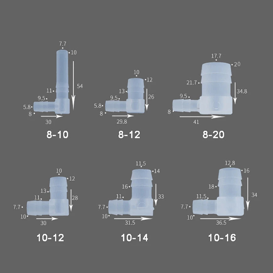 90 Degree Elbow Plastic Barbed Joiner Reducer Connector Pipe Hose Joiner Fitting